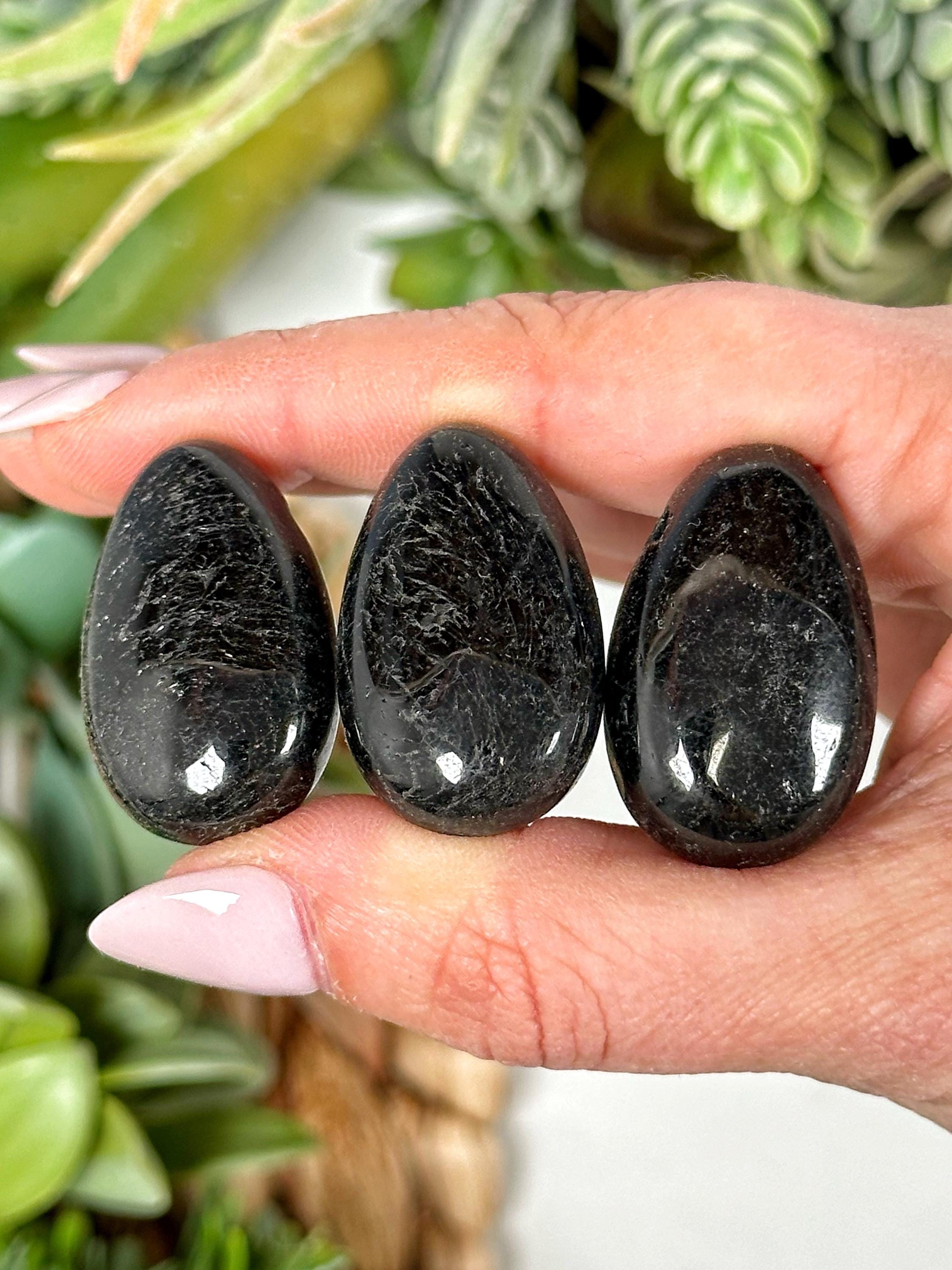 Black Tourmaline Teardrop Necklace | 13g | - No. 280 (polished Crystal Pendant Jewelry, Root Chakra, Grounding)