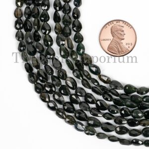 4.5x5-5x7mm Black Tourmaline Faceted Pear Briolette, Tourmaline Pear Beads,Black Tourmaline Gemstone,Loose Gemstone Beads Strand for Jewelry