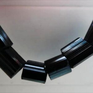 Black Tourmaline 6-9mm Tube Beads- 6 Natural Pcs- Bracelet Jewelry Making-cylinder Craft Gemstone Beads