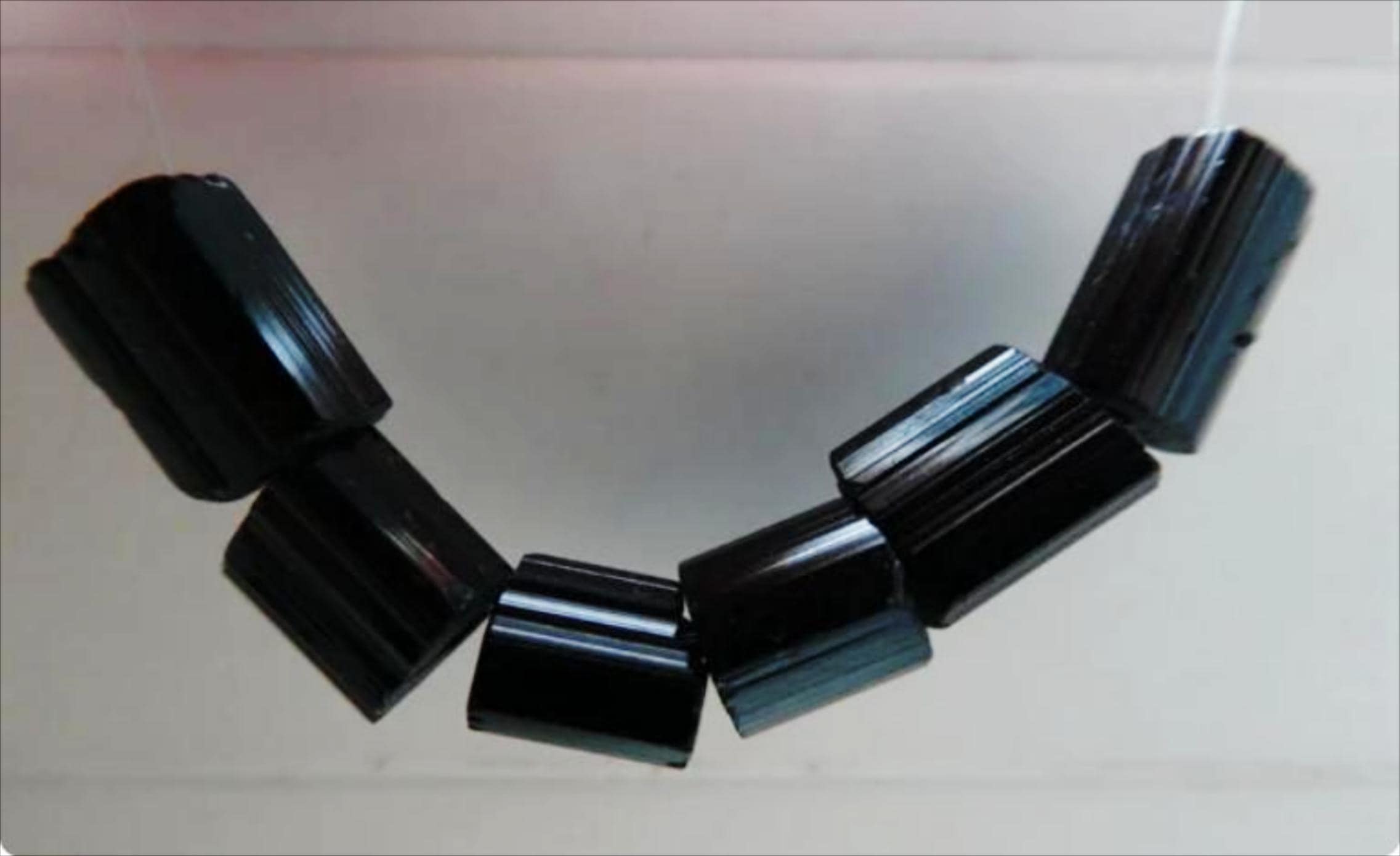 Black Tourmaline 6-9mm Tube Beads- 6 Natural Pcs- Bracelet Jewelry Making-cylinder Craft Gemstone Beads