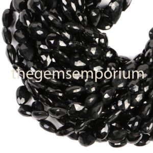 AAA Black Tourmaline Beads, Faceted Pear Briolette, 6x8-9x12MM