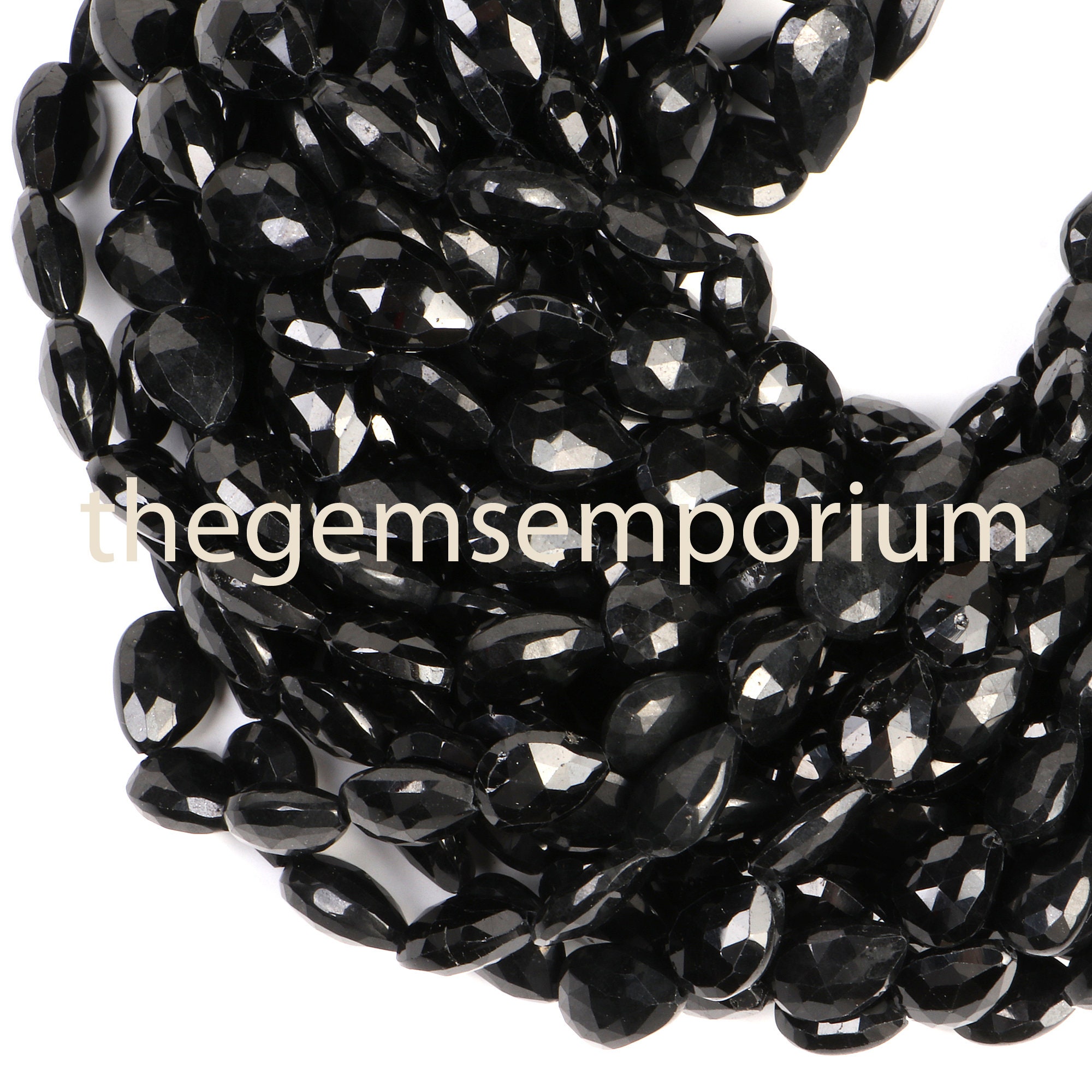 Aaa Black Tourmaline Beads, Faceted Pear Briolette, 6x8-9x12mm