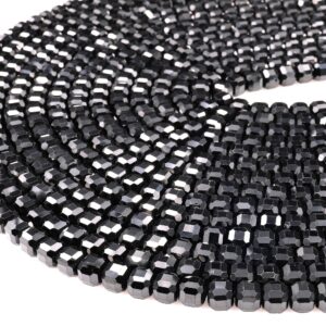 Aaa Natural Black Tourmaline Faceted 2mm 3mm 4mm 6mm Cube Beads Micro Faceted Laser Diamond Cut 15.5" Strand