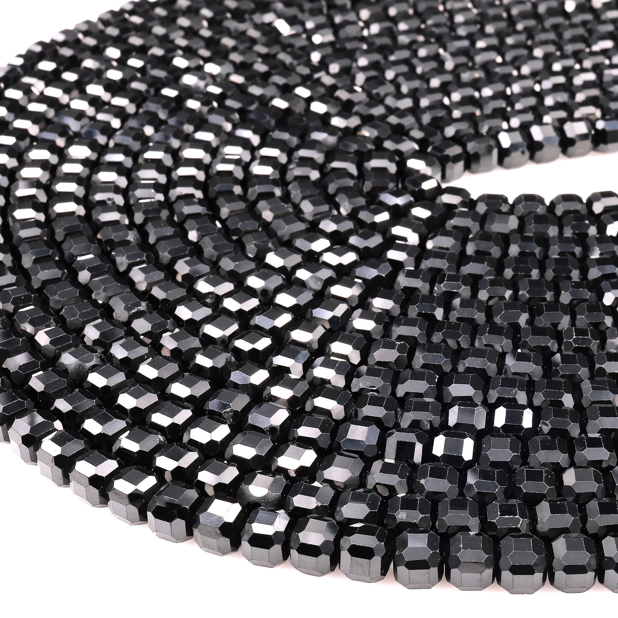 Aaa Natural Black Tourmaline Faceted 2mm 3mm 4mm 6mm Cube Beads Micro Faceted Laser Diamond Cut 15.5" Strand