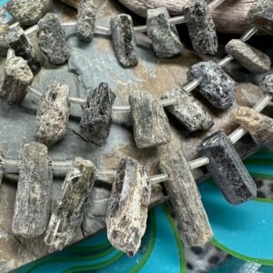 Amazing  rustic Black Tourmaline chunky large stick wand point beads 14-20mm / .5mm hole -  Unusual Beads