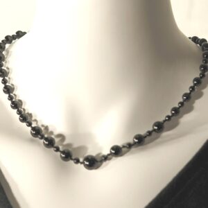 Black Tourmaline Choker • Customizable Knotted Beads • Protection & Grounding Stone • Silver Clasp • Grounding Jewelry • 3576
