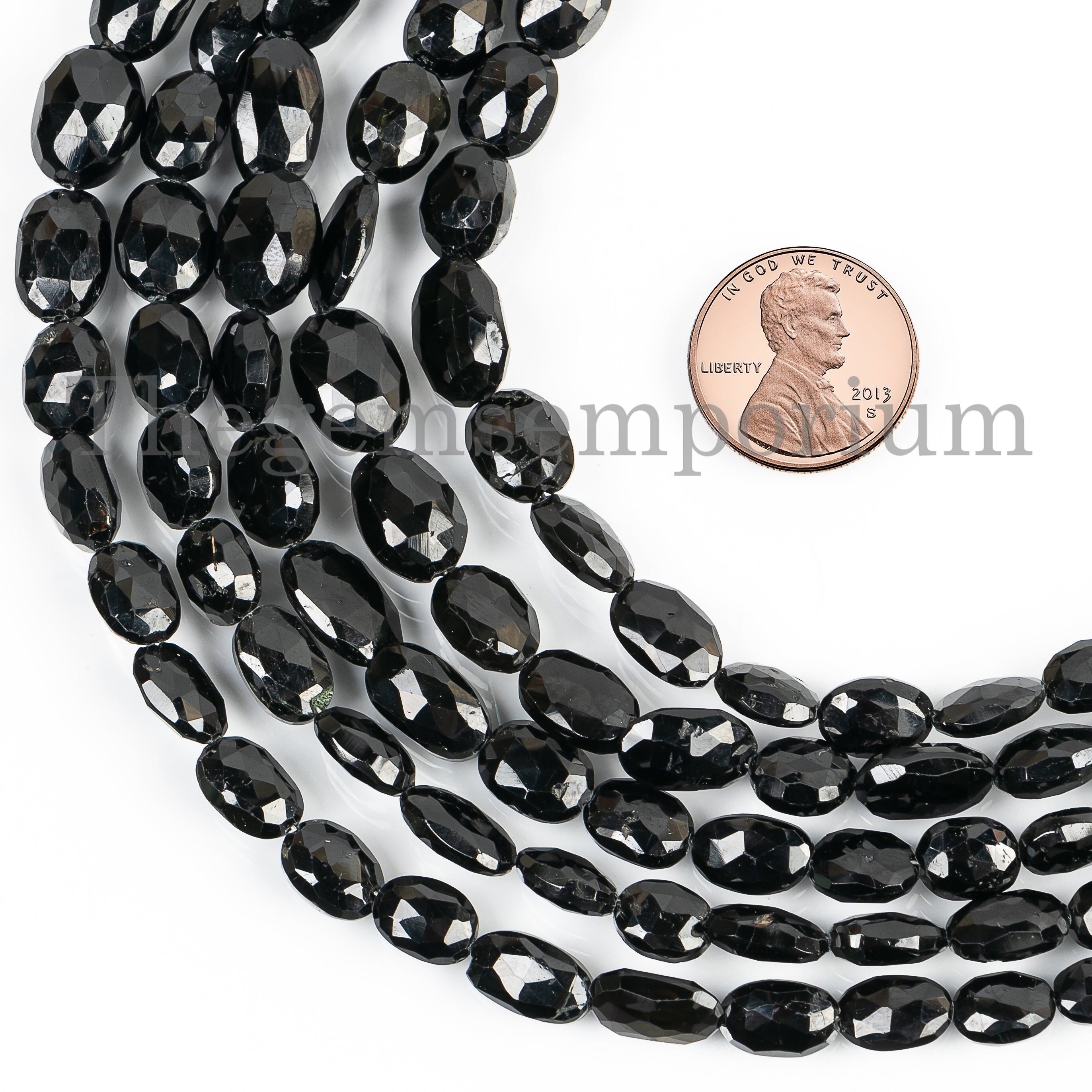 Faceted Black Tourmaline Oval Beads, Straight Drill (5x7-8x12mm),gemstone Beads Supplies