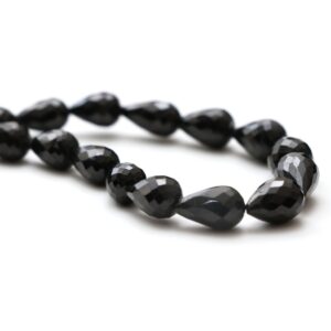 Black Tourmaline Faceted Tear Drop Beads, 4.5x7 mm to 8x11 mm, Black Tourmaline Top Drill Drop,8 Inch/ 18 Inch Full Strand, Price Per Strand