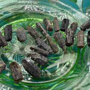 Fascinating rustic natural Black Tourmaline slab slice drilled beads  16-24mm  / .6mm hole -  Unusual Beads