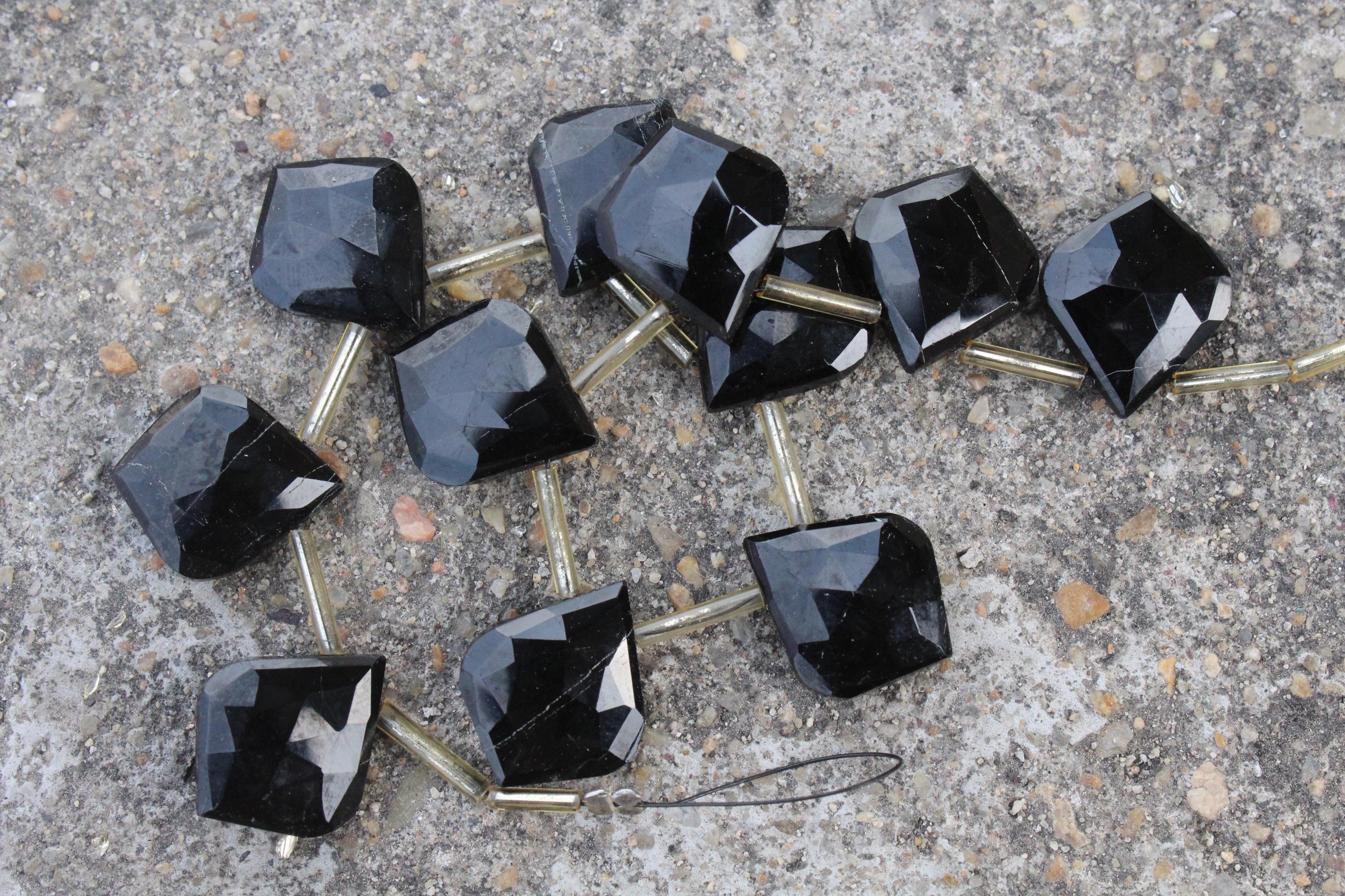 Black Tourmaline Gemstone Faceted Briolette Beads | 10 Piece Leaf-shaped I Size—15x18 Mm App. I Make Jewelry (c173)