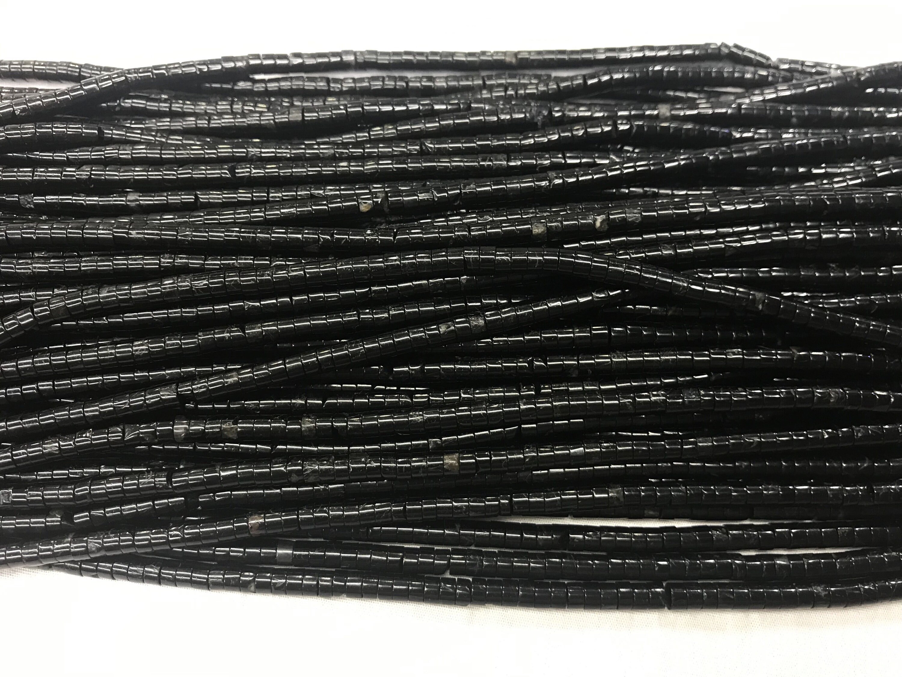 Genuine Black Tourmaline 2x4mm Heishi Natural Gemstone Loose Beads 15 Inch Jewelry Supply Bracelet Necklace Material Support Wholesale