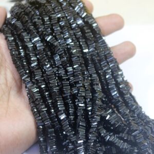 Black Tourmaline Heishi Beads: 5-5.5mm Gemstone Strand, 16"
