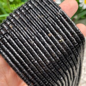 Natural 2x4mm Black Tourmaline Flat Rondelle/heishi/disc Beads,crystal Tyre Shape Necklace/bracelet Gemstone Beaded,for Jewelry Making