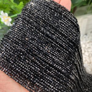 Natural 2mm Black Tourmaline Faceted Square Beads,crystals Loose Semi Precious Stone For Jewelry/neckalce/bracelets Gift Making Beads.