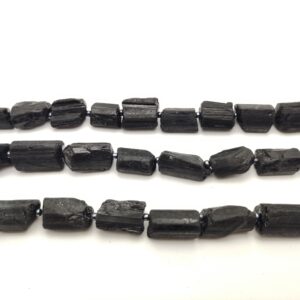 Black Tourmaline Rough Cylinder Tube Beads 13x18mm 15.5" Strand