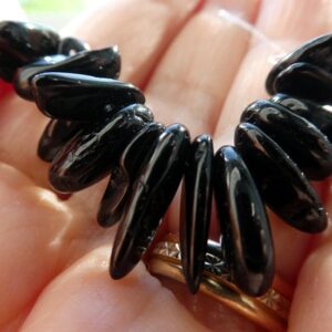 Black Tourmaline Stick 9-16mm Spike Beads -2in Strand Graduated Gemstone- Jewelry Making-craft Natural Beads