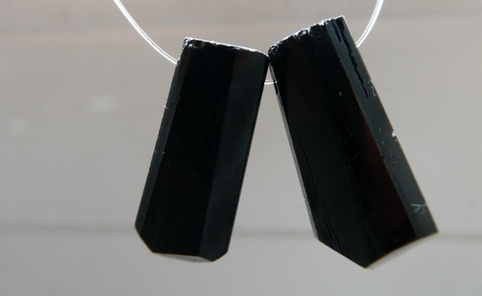 Black Tourmaline Point 19-21mm Beads -2 Pcs- Pendant Jewelry Making- Gemstone Craft Beads