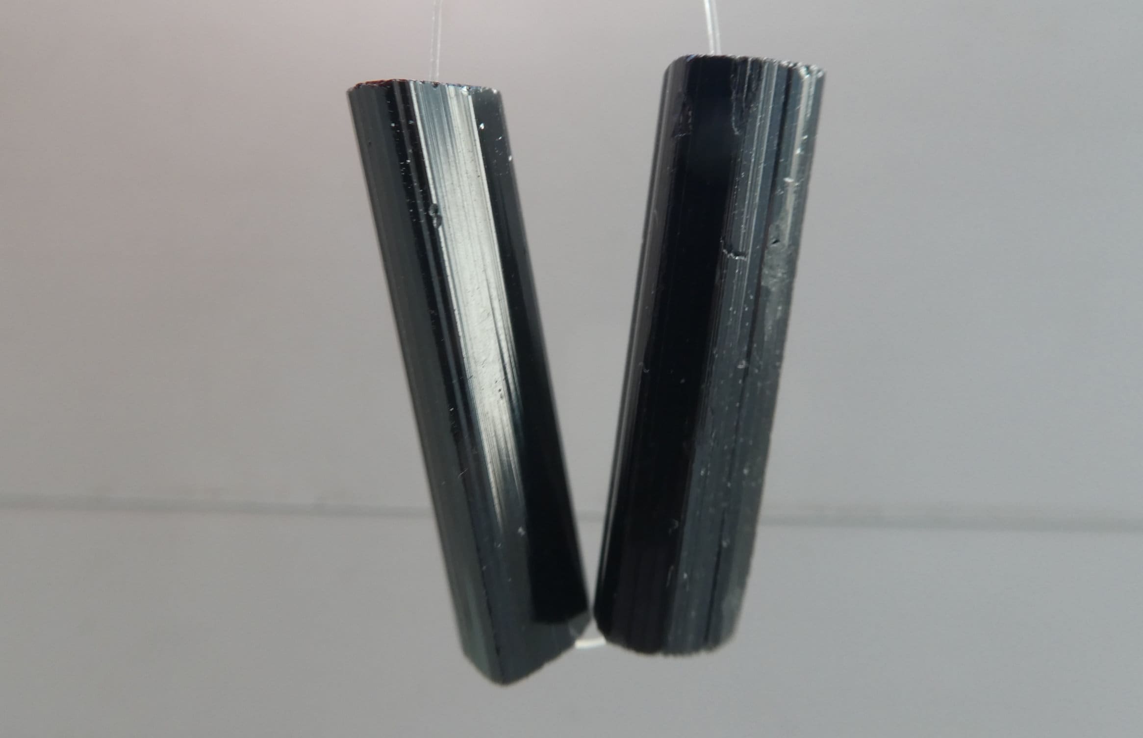 Black Tourmaline 24mm Tube Beads- 2 Pcs Focal Gemstone -pendant Jewelry Making-craft Cylinder Beads