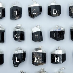 1-1.5'' Chunky Raw Black Tourmaline Large Pendant Silver Bail, Silver Chain Necklace Or Black Cotton Cord Protection, Grounding, Anti-5g