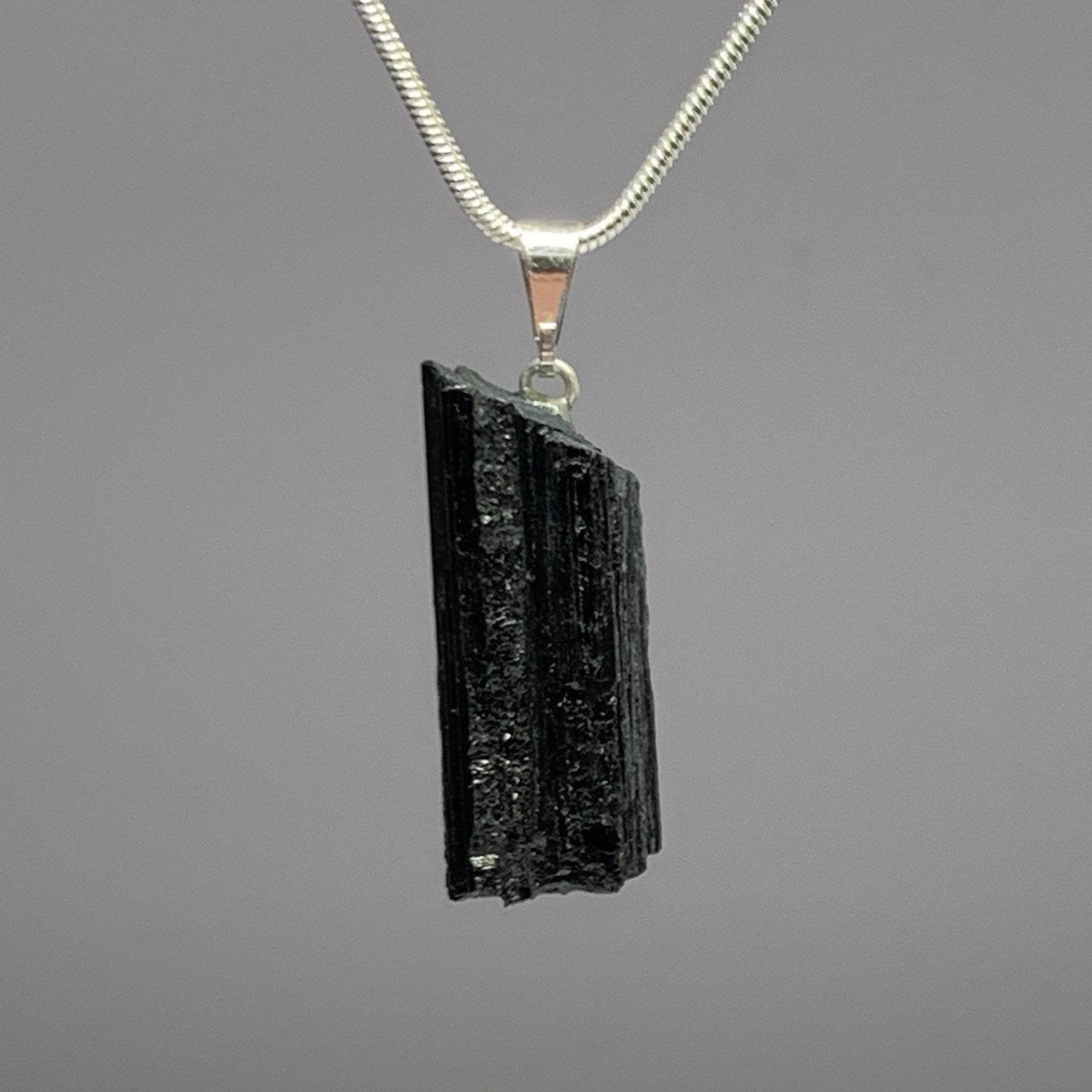 Black Tourmaline Crystal Pendant Necklace