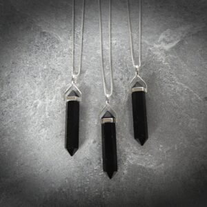 Black Tourmaline Gemstone Necklace, Genuine Tourmaline, Black Tourmaline Point, Sterling Black Tourmaline Pendant, Gemstone Appeal, GSA