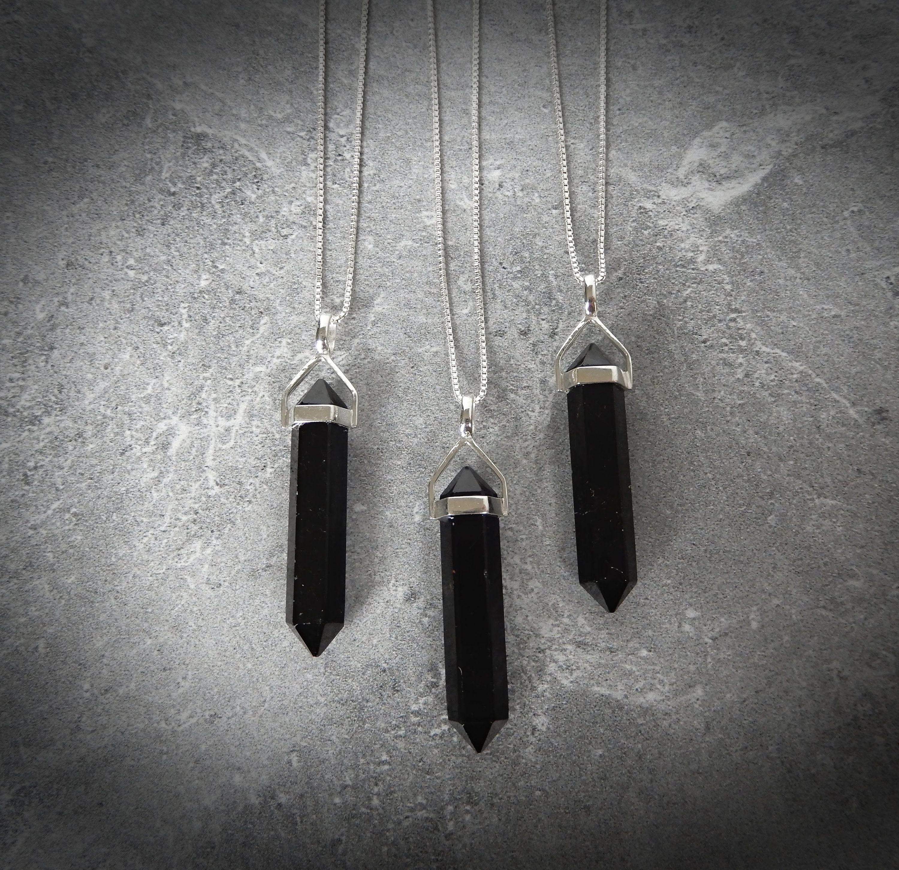 Black Tourmaline Gemstone Necklace, Genuine Tourmaline, Black Tourmaline Point, Sterling Black Tourmaline Pendant, Gemstone Appeal, Gsa
