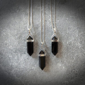 Black Tourmaline Gemstone Necklace, Genuine Tourmaline, Black Tourmaline Point, Sterling Black Tourmaline Pendant, Gemstone Appeal, Gsa