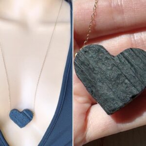 Huge Raw Black Tourmaline Necklace Gold Or Silver Tourmaline Heart Pendant Necklace, Black Tourmaline Jewelry, Black Gemstone Exact Stone