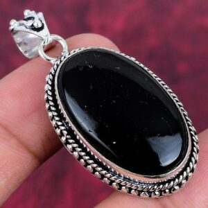 Natural Black Tourmaline Pendant 925 Sterling Silver Pendant Black Tourmaline Gemstone Handmade Silver Gemstone Jewelry Thanksgiving Gifts