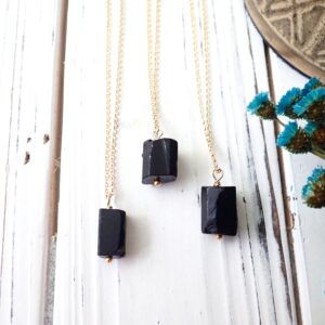 Black Tourmaline Necklace, Black Tourmaline Jewelry, protection Necklace, gold Filled Necklace Dainty Tourmaline Pendant, Handmade Gift