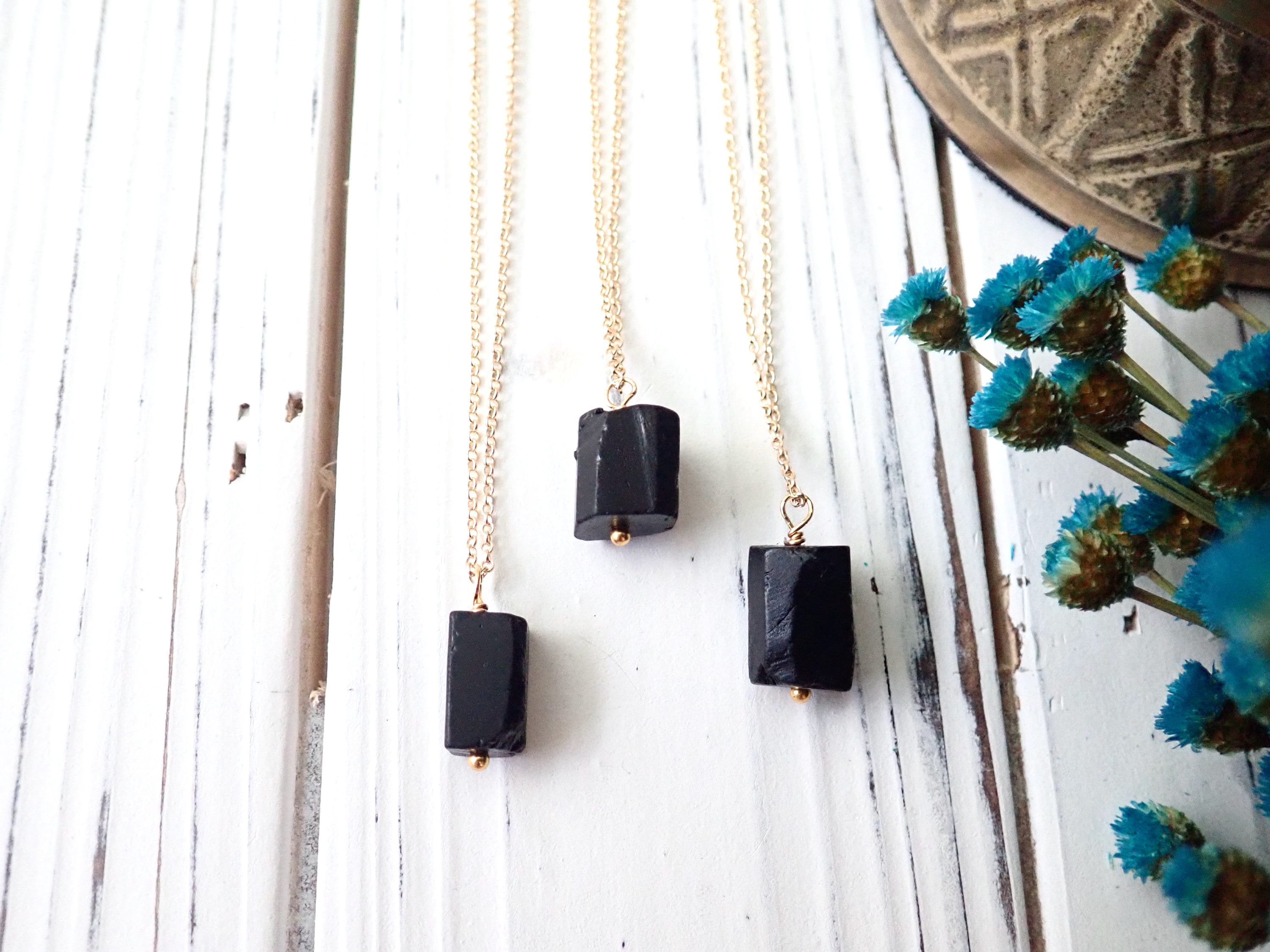 Black Tourmaline Necklace, Black Tourmaline Jewelry, Protection Necklace, Gold Filled Necklace Dainty Tourmaline Pendant, Handmade Gift