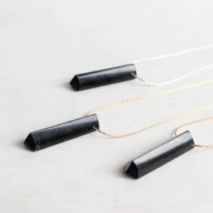 Black tourmaline necklace, silver, rose gold, raw crystal necklace, empath protection pendant, October birthstone, natural tourmaline gift