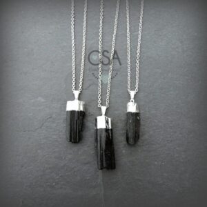 Tourmaline Necklace Sterling Silver • Raw Black Tourmaline Point Necklace • Black Tourmaline Pendant • Mens Necklace Layering Necklace