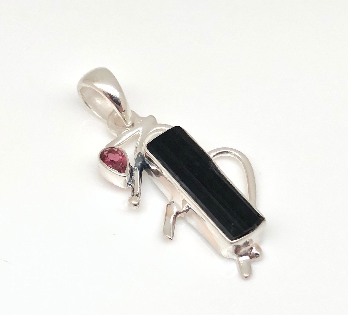 Tourmaline Pendant // Pink And Black Tourmaline Pendant // Tourmaline Silver Pendant // 925 Sterling Silver