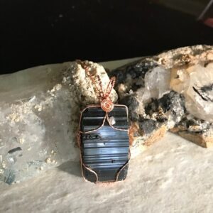 Black Tourmaline Pendant - Black Raw Crystal Pendant - Copper Wire Wrapped Natural Black Tourmaline Pendant - Healing Jewelry- Black Pendant