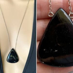 Raw Black Tourmaline Necklace Gold Or Silver, Tourmaline Pendant Necklace, Black Tourmaline Jewelry, Black Gemstone Necklace Actual Stone
