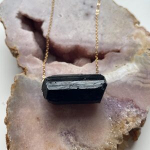 Raw Black Tourmaline Pendant Necklace: Sterling Silver Or Gold Filled Raw Black Tourmaline Pendant Necklace: Sterling Silver Or Gold Filled