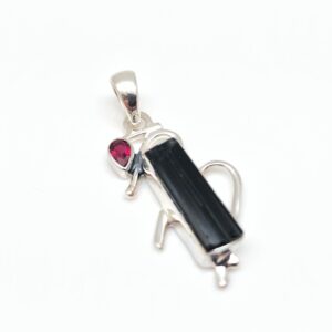 Tourmaline Pendant // Red And Black Tourmaline Pendant // Tourmaline Silver Pendant // 925 Sterling Silver