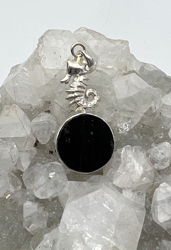 Black Tourmaline Seahorse Pendant