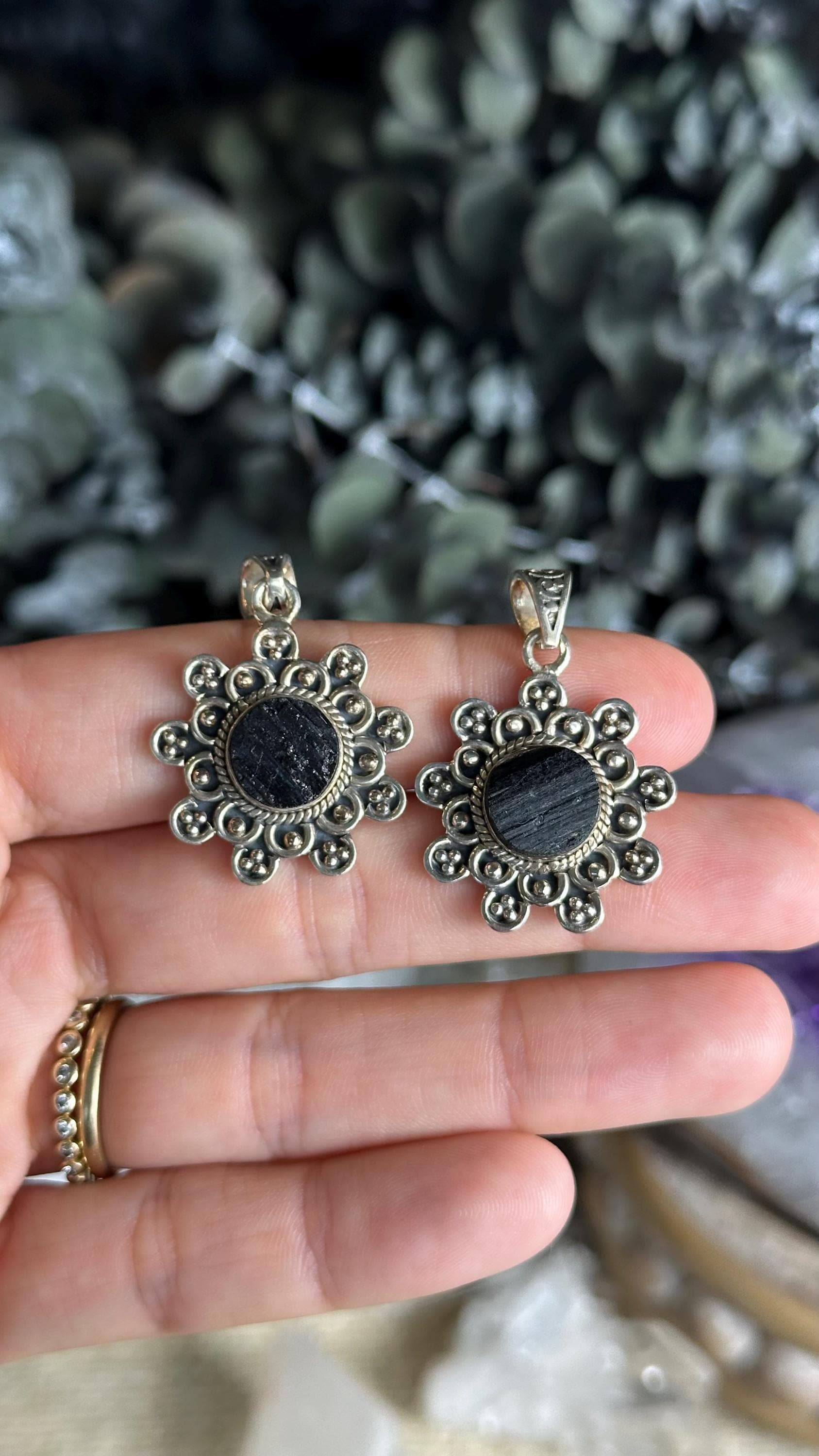 Black Tourmaline Sun Pendant Necklace: .925 Sterling Silver Crystal, Crystal Jewelry Black Tourmaline Sun Pendant Necklace: .925 Sterling Silver Crystal, Crystal Jewelry