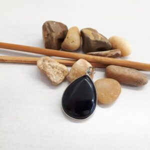 Teardrop Black Tourmaline Pendant Necklace - Genuine Tourmaline Pendant - Tourmaline Jewelry - Oval Tourmaline Pendant Necklace For Woman