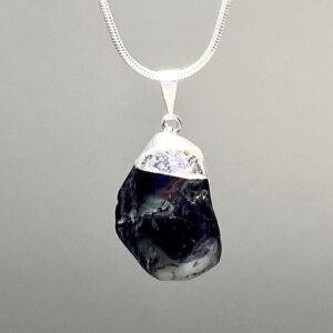 Black Tourmaline Tumbled Pendant Necklace