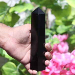 180MM Black Tourmaline Crystal Tower: Reiki Healing Stone, Home Decoration 180MM Black Tourmaline Crystal Tower: Reiki Healing Stone, Home Decoration