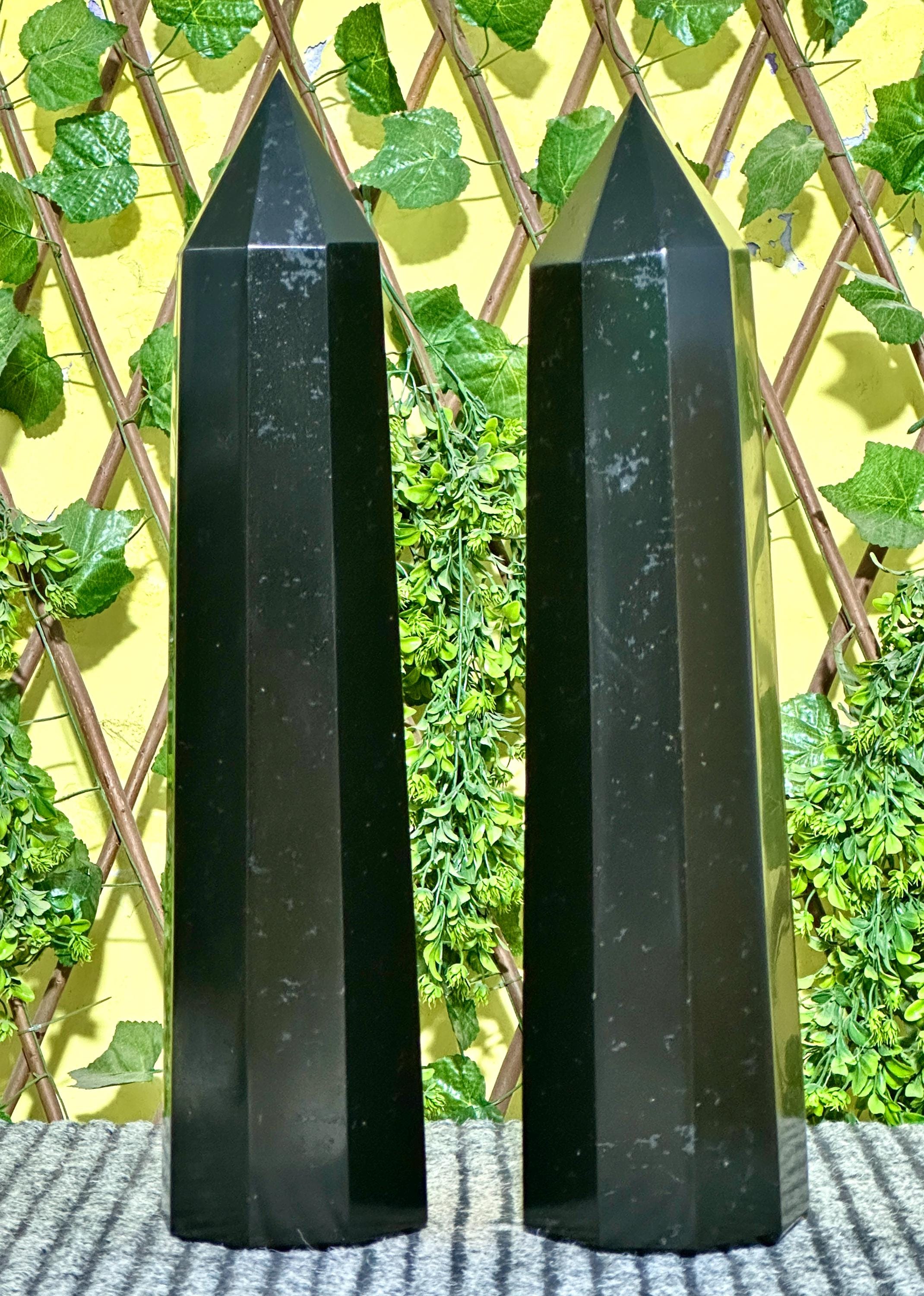 Aaa+ Tallest Pair Of Black Tourmaline Tower: Metaphysical Healing Stone, Home Decor Obelisk Aaa+ Tallest Pair Of Black Tourmaline Tower: Metaphysical Healing Stone, Home Decor Obelisk