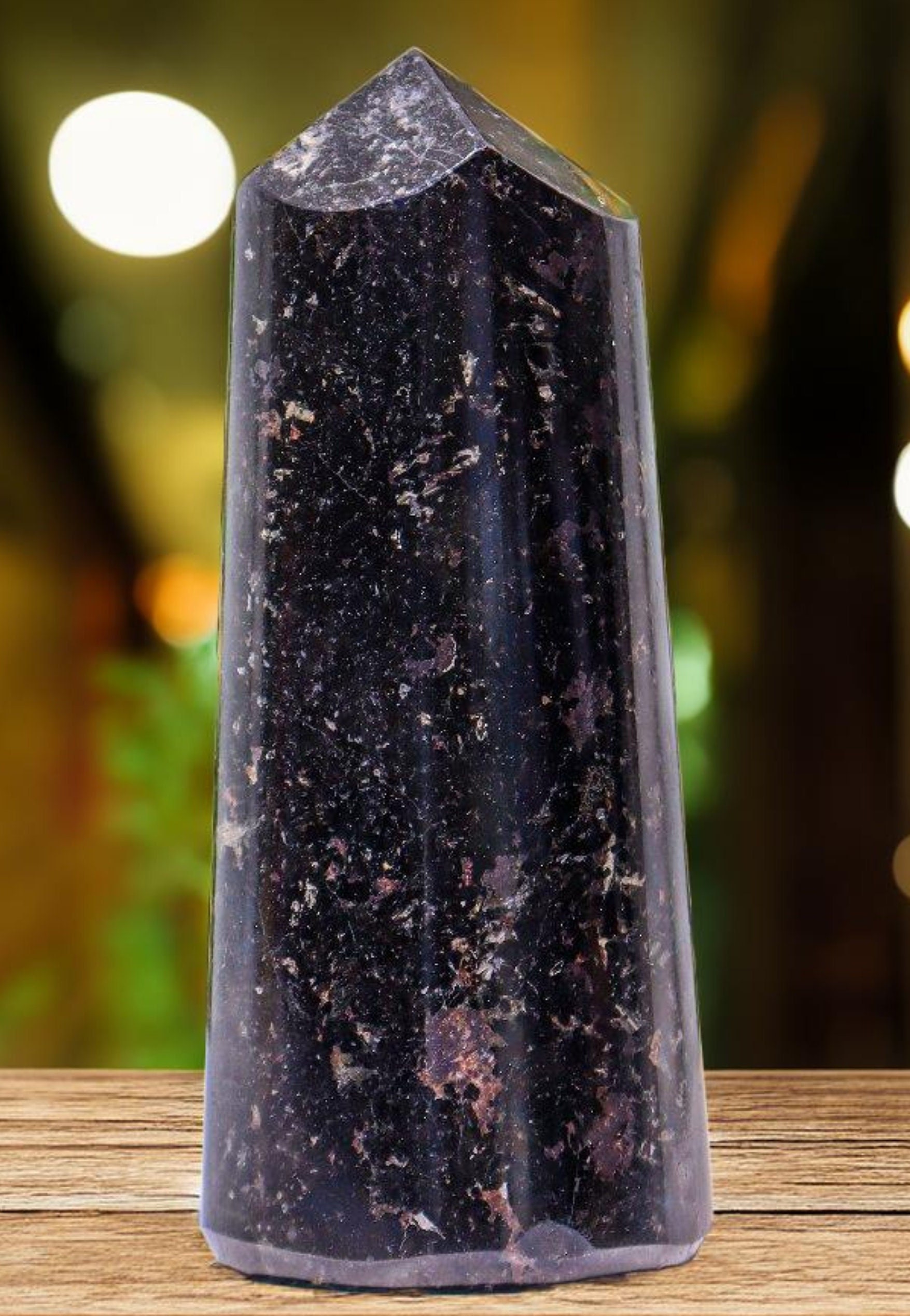 Black Tourmaline Crystal Obelisk: Chakra Balancing Energy Tool (160mm)