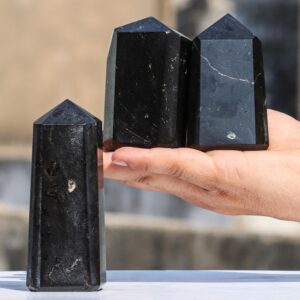 Black Tourmaline Crystal Tower: Faceted Schorl Obelisk (110MM) Black Tourmaline Crystal Tower: Faceted Schorl Obelisk (110MM)