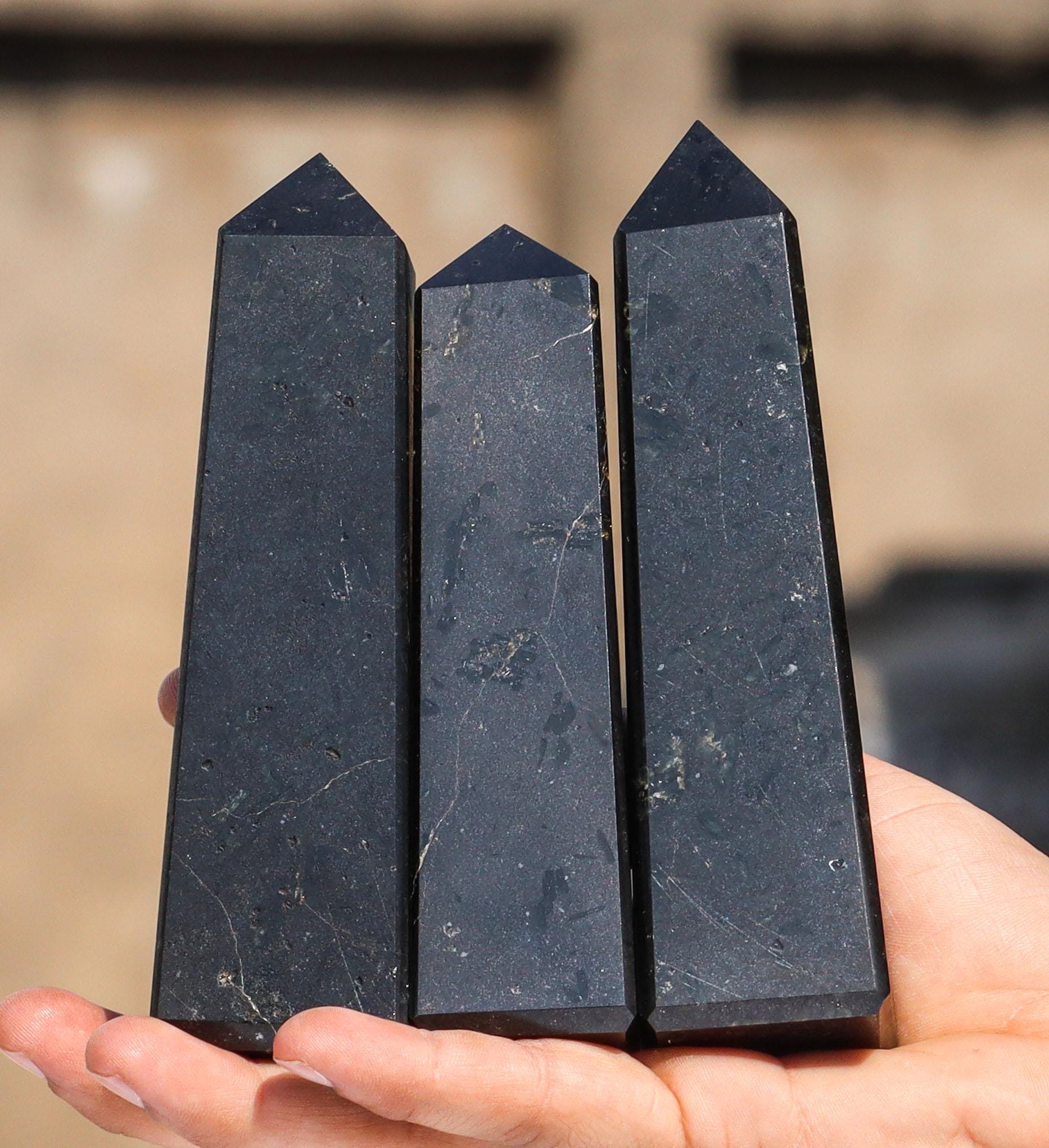Black Tourmaline Crystal Tower: Faceted Schorl Obelisk, Healing Stone (130mm) Black Tourmaline Crystal Tower: Faceted Schorl Obelisk, Healing Stone (130mm)