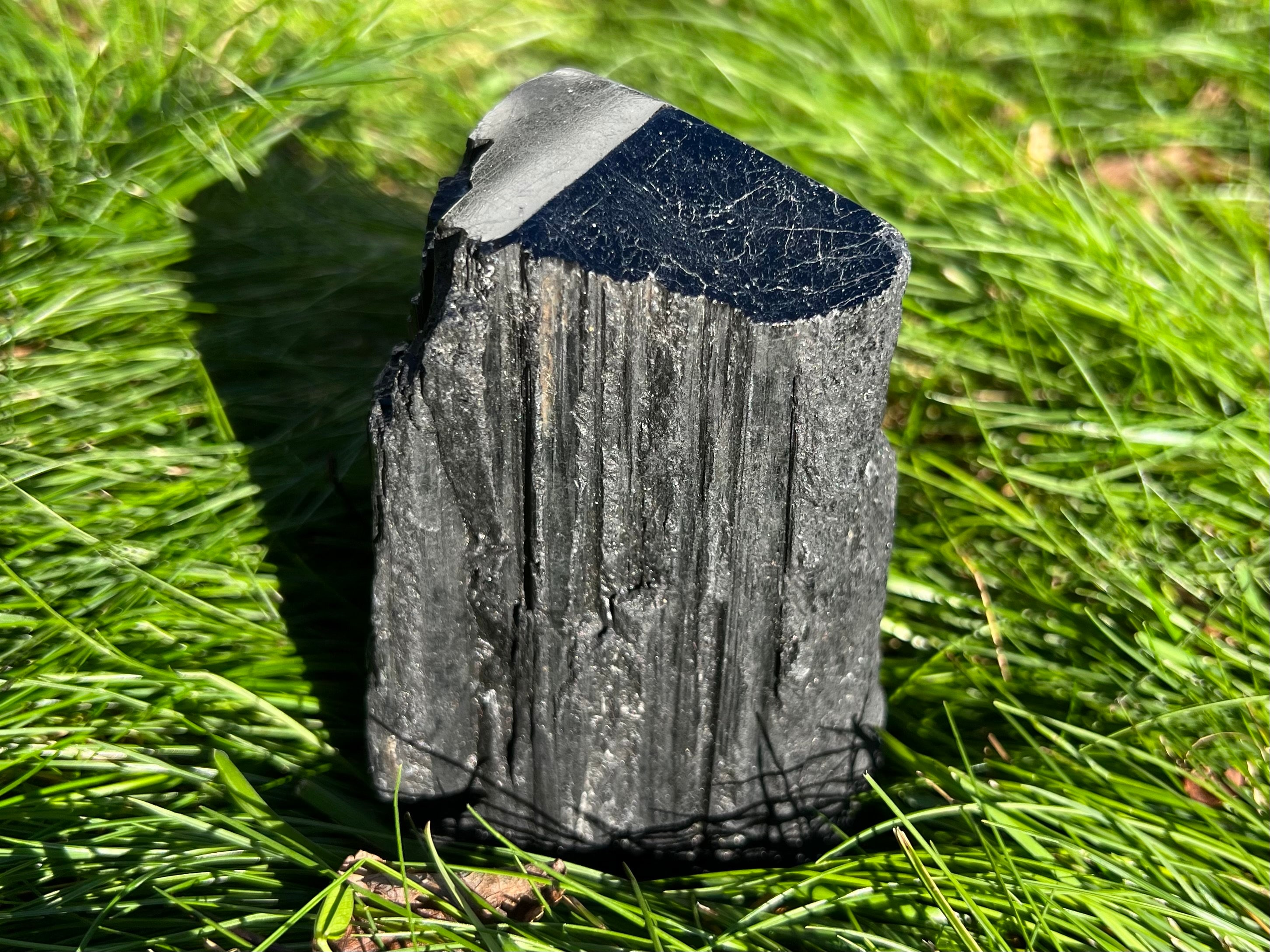 Black Tourmaline Crystal Tower: Large Point, Polished Top, Raw Sides (3.7") #4 Black Tourmaline Crystal Tower: Large Point, Polished Top, Raw Sides (3.7") #4