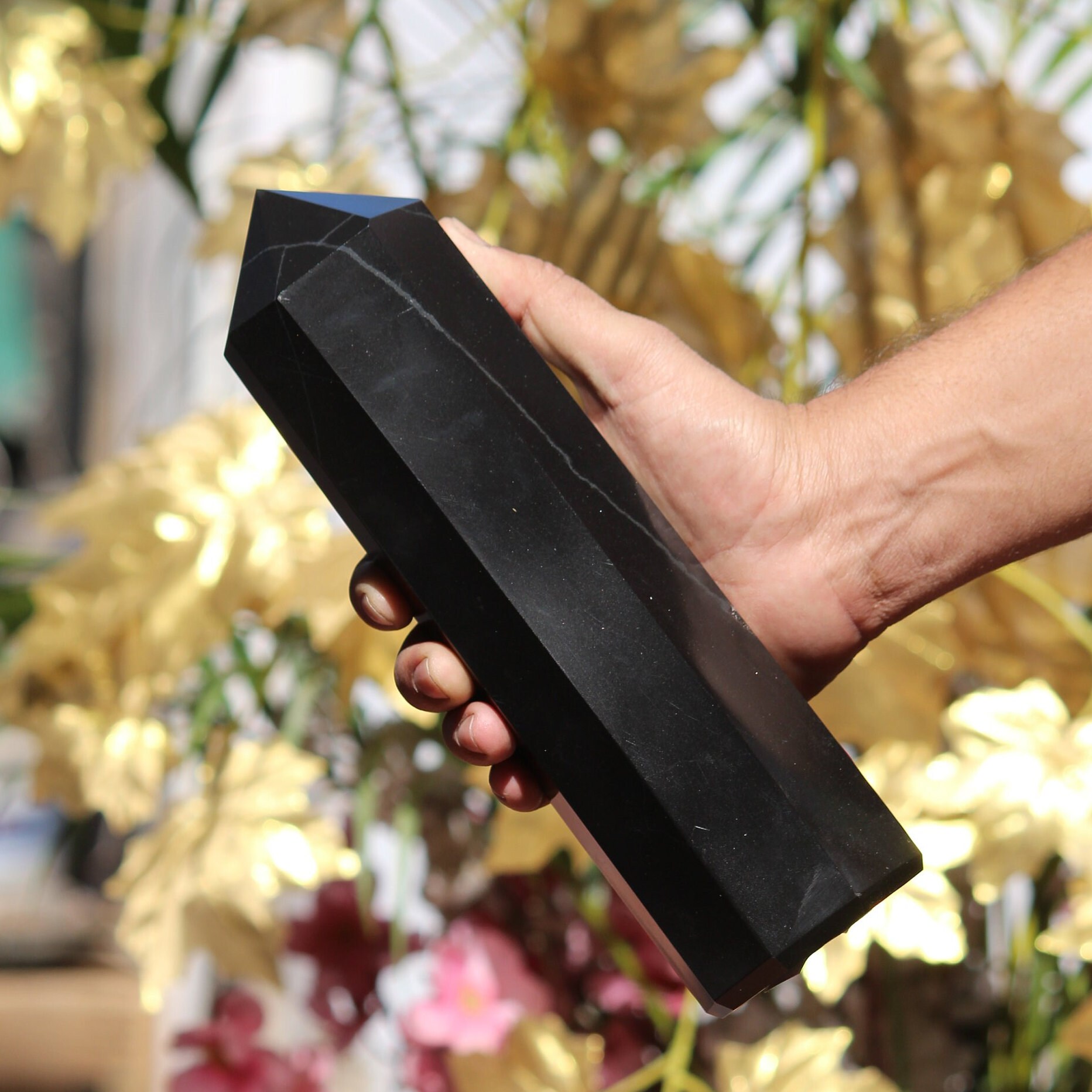 Natural Black Tourmaline Crystal Point Tower - 255mm Large Stone | Healing Crystal For Protection & Energy | Witchcraft Supplies Natural Black Tourmaline Crystal Point Tower - 255mm Large Stone | Healing Crystal For Protection & Energy | Witchcraft Supplies