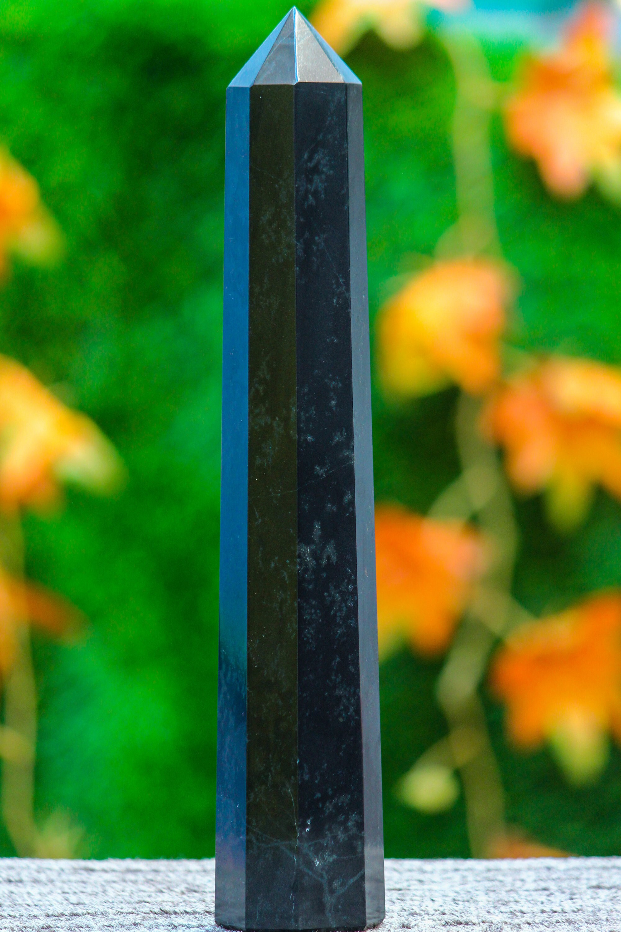 Massive 305mm Black Tourmaline Obelisk Tower: Healing Crystal Pointed